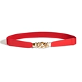 Eleganter roter elastischer Taillengürtel mit goldener Metallschnalle für Kleider - Rot