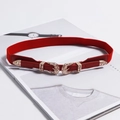 Cintura elastica rossa retrò con doppia fibbia decorata e dettagli vintage intagliati - Rosso