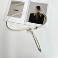 Minimalist beige braided waist belt with silver metal beads for dresses and coats - Off White