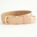 Light beige faux leather belt with a polished gold metal buckle for women's jeans - Beige / 105cm