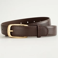 Cintura in ecopelle marrone scuro con fibbia dorata lucida per jeans e abiti eleganti - Caffè / 105cm
