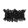 Elegant black lace waist belt with vintage floral hollow pattern for dresses and sweaters - Button Decor Style / Black
