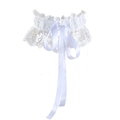 Elegant white lace waist belt with large satin bow for dresses and sweaters - Streamer Style / White