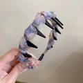 Cerchietto floreale in organza con denti antiscivolo in colore blu e viola - Fantasia Floreale Blu (XY-2995)