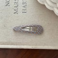 Classic blue and brown checkered fabric BB hair clip in a teardrop design for women - Blue and Orange Plaid Water Drop