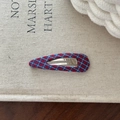 Classic red and blue plaid fabric BB hair clip on a vintage textured book background - Red and Blue Plaid Water Drop