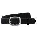 Classic vintage black suede belt with silver metal buckle for dresses and jeans - Black
