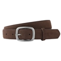 Vintage brown faux suede belt with retro silver buckle for women's elegant dresses - Coffee
