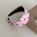 Cerchietto largo in camoscio rosa con borchie a stella e dettagli in stile vintage - Rosa