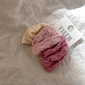 Three elastic knit hair ties in Morandi tones with textured braid design for women - Raspberry Pink