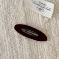 Elegant deep burgundy velvet oval snap hair clip with metal inner structure - Oval / Burgundy