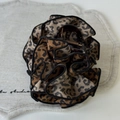 Large leopard print bow hair claw clip with brown patterned fabric and resin structure - Dark Coffee Flower Claw Clip