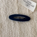 Elegant navy blue velvet oval BB hair clip for women with a soft flocked texture finish - Oval / Blue