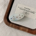 Oval acetate hair clip with colorful rhinestones in a French retro style for women - Light Blue