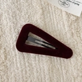 Burgundy velvet triangle BB hair clip for women with premium textured finish - Triangle Style / Burgundy