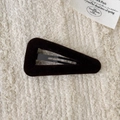 Elegant dark coffee velvet triangle hair clip with matte texture on cream knit background - Triangle Style / Dark Coffee