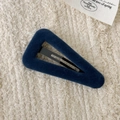 Triangle BB hair clip in deep blue velvet finish with secure metal snap closure - Triangle Style / Blue