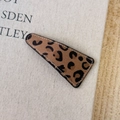 Vintage brown leopard print triangle hair clip with stylish white contrast stitching - Light Solid Large Triangle
