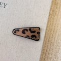 Retro brown leopard print BB hair clip with white stitching and leather texture - Light Solid Small Triangle