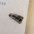 Retro triangle hair clip with brown leopard print and white stitching detail for styling - Light Hollow Small Triangle