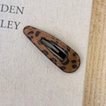 Brown leopard print waterdrop hair clip with vintage matte texture and stitched edges - Dark Hollow Teardrop
