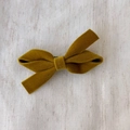 Ginger yellow velvet bow hair clip with vintage Korean style on a soft fabric background - Yellow