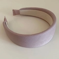 Pink ribbed fabric wide headband with high crown sponge padding and non-slip lining - Pink
