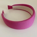 Close-up of rose pink ribbed fabric headband showing thick sponge texture and neat lining - Rose Pink