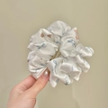 Fermaglio a banana in raso bianco con fiocchi blu e motivo di orsetti - Fiocco Blu