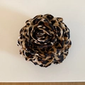Detail of elegant 3D rose hair claw clip featuring classic leopard print pattern - Coffee Leopard