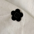 Elegant black acetate five-petal flower hair clip with WET letter engraving on fabric - Flower Style / Small / Black