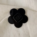 Glossy black acetate flower hair clip featuring a wei wei embossed center detail - Flower Style / Large / Black