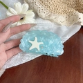 Pinza para cabello de concha azul degradado con estrella de mar y detalles de diamante - Estrella de Mar Semicírculo
