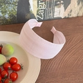 Cerchietto largo plissettato rosa per donna stile coreano con design a corona alta - Rosa