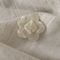 Elegant cream white acetate flower hair clip with pearl luster and HEM letter engraving - Flower Style / Medium / Off White