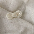 Chic pearlescent acetate bow hair clip in cream white with engraved wei wei lettering - Bowknot Style / Small / Off White