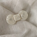 Elegant cream marble acetate bow hair clip with wer wer engraving for women - Bowknot Style / Medium / Off White