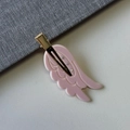 Cute pink angel wing hair clip with rhinestones and golden metal duckbill clamp - Pink
