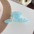 Pinza para el pelo de concha azul claro con estrella de mar y strass en acetato - Estrella de Mar Cruzada