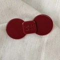 Polished burgundy acetate hair clip in geometric bow shape with engraved lettering - Bowknot Style / Large / Retro Copper
