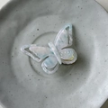 Iridescent acetate butterfly hair clip with blue and pink marble texture and gold metal grip - Mermaid Blue Pink