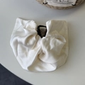 Elegant cream satin bow shark hair claw clip for a minimalist and sweet hairstyle look - Off-white