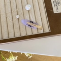 French style purple acetate hair clip with rhinestones displayed in jewelry box - Transparent Row Rhinestone