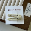 Zweiteiliges Set minimalistischer Haarklammern aus cremefarbenem Acetat-Marmor - Beige Kaffee