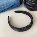Cerchietto largo a pois bianco e nero in stile vintage francese e minimalista - Nero