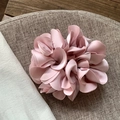 Morandi pink fabric flower hair scrunchie with layered petals in a vintage style - Pink