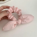 Elastico per capelli in tessuto rosa con fiocco a orecchie di coniglio per coda - Rosa