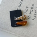 Set of 2 acetate teardrop hair clips with tortoise and amber marble patterns for women - Coffee Colors