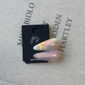 Set of two acetate teardrop hair clips with colorful marble and soft pink patterns - Pink Series