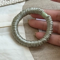 Silky satin layered hair scrunchie in bean green with a smooth decorative resin buckle - Green